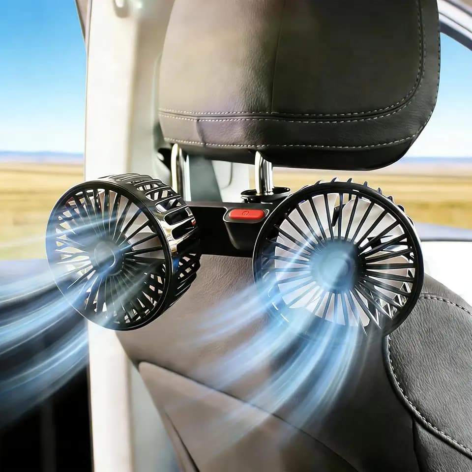 Auto Ventilator, 12V USB Ventilator Auto Kühlventilator,3 Gang Einstellbar Ventilator für Rücksitz, 360° Drehbar Tragbarer Leiser Auto Lüfte, Autositz-Ventilator für Limousine, SUV, RV, Van