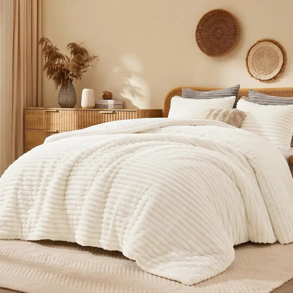 Quataly Fleece Comforter Twin Size Set Cloud Like Fluffy Bedding Set