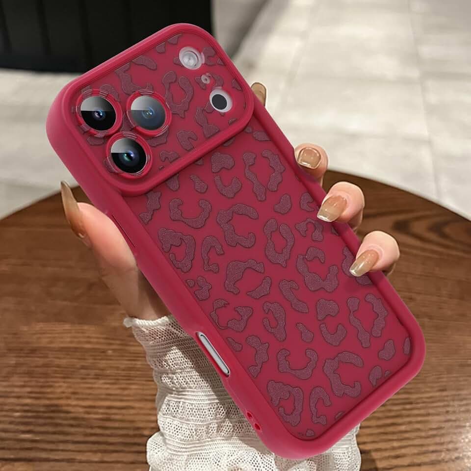 Compatible with iPhone 18 Pro Max/17 Pro Max Case, Cheetah, Wine Red