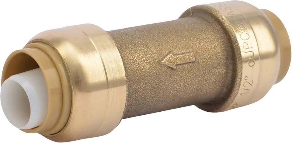 SharkBite 1/2 Inch Check Valve, Push to Connect Brass Plumbing Fitting, PEX Pipe, Copper, CPVC, PE-RT, HDPE, U2008-0000LFA