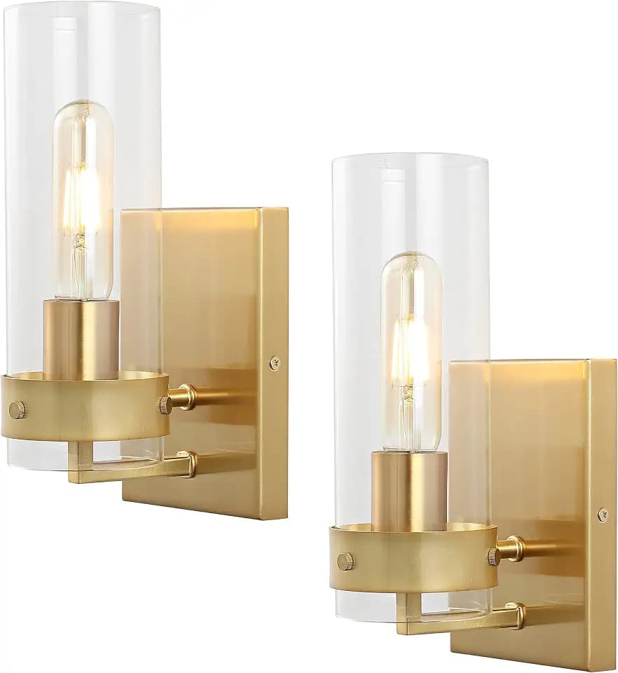JONATHAN Y Harper 4.5" Metal Wall Sconce, Brass Gold, Set of 2
