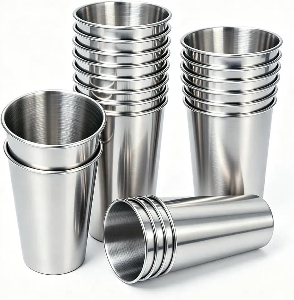 20 Pack 20 oz Stainless Steel Cups, Stackable&Reusable Pint Water Tumbler