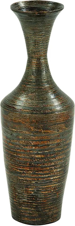 Deco 79 Bamboo Wood Vase, Vase 8" x 8" x 23", Dark Brown