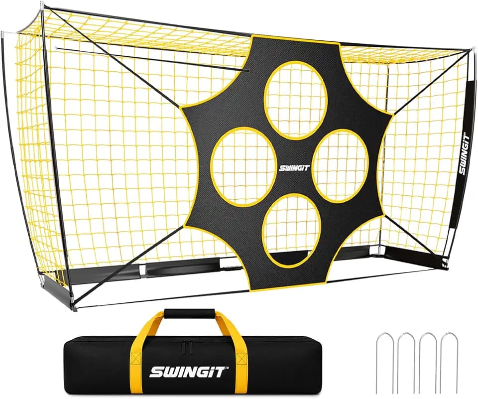 12X6 FT Soccer Goal for Backyard Portable Net Collapsible Metal Base, Quick Set Up Soccer Net for Indoor Outdoor Practice Training with Carry Bag