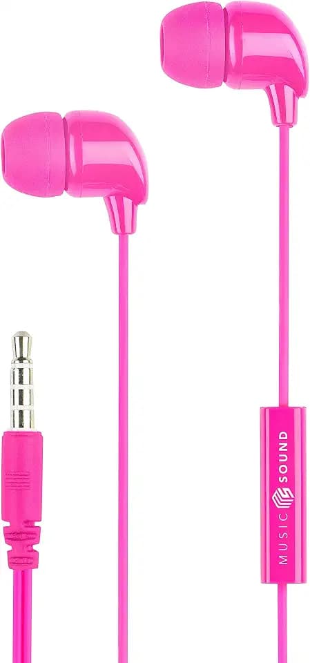 Music Sound | Fullcolor In-Ear Kopfhörer | Kopfhörer mit Kabel und Mikrofon - Klinken 3,5 mm - Rosa