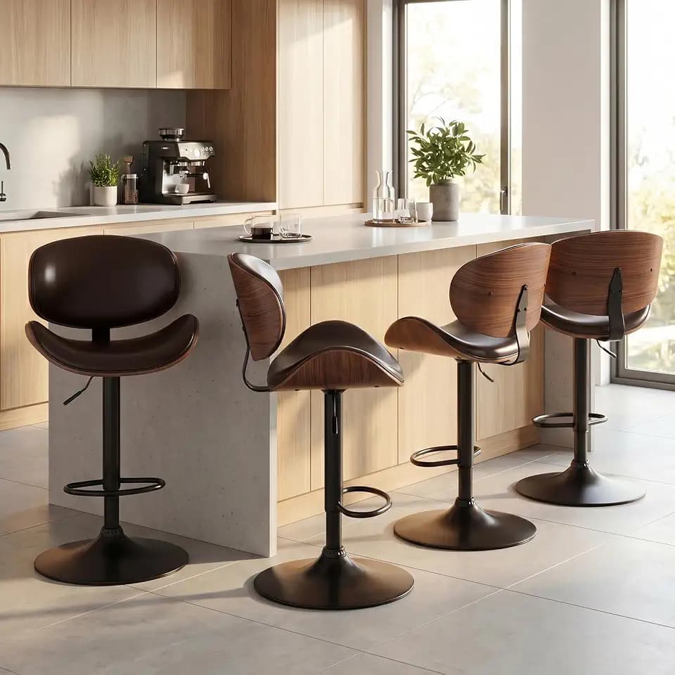 Bar Stools Set of 4, Adjustable Height 24-33'' Swivel Bar Chairs