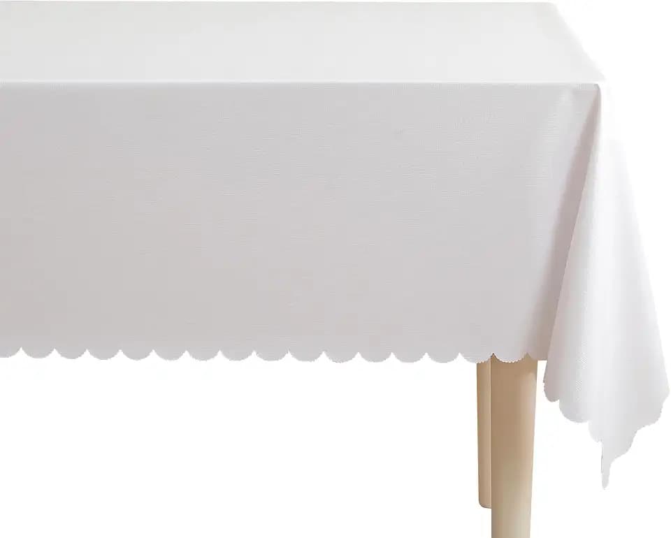 Vinyl Tablecloth, Plastic Table Cloth, White, 54" x 54"