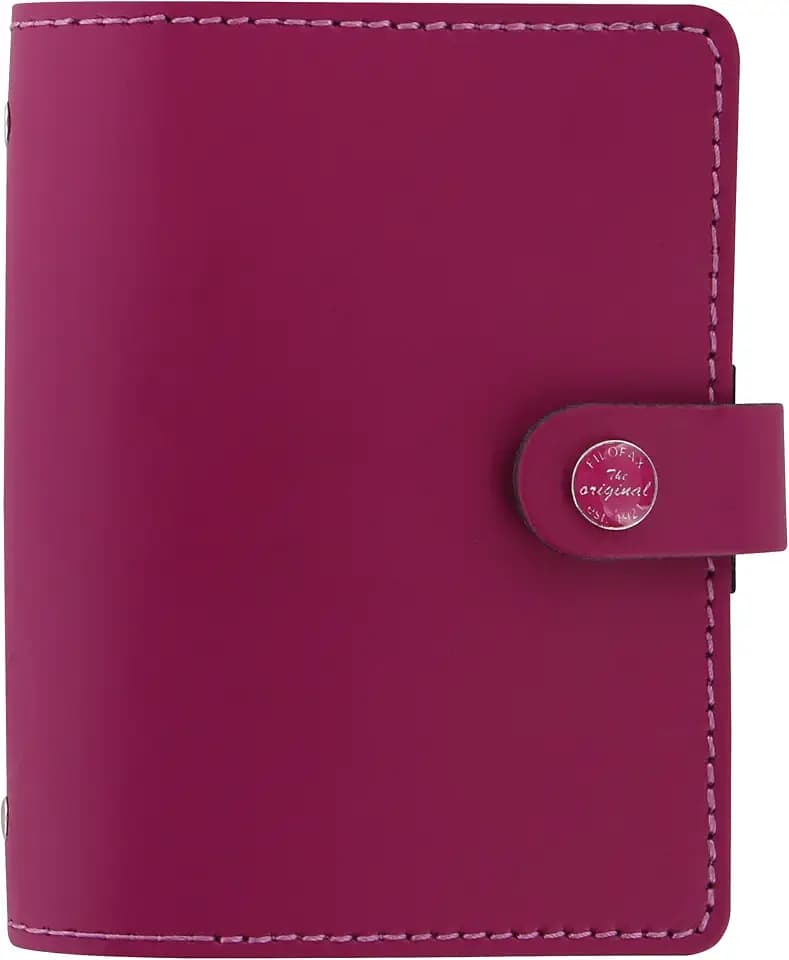 Filofax The Original Organizer, Pocket Size, Raspberry - Leather, Six Rings, Week-to-View Insert, Multilingual (C026082)