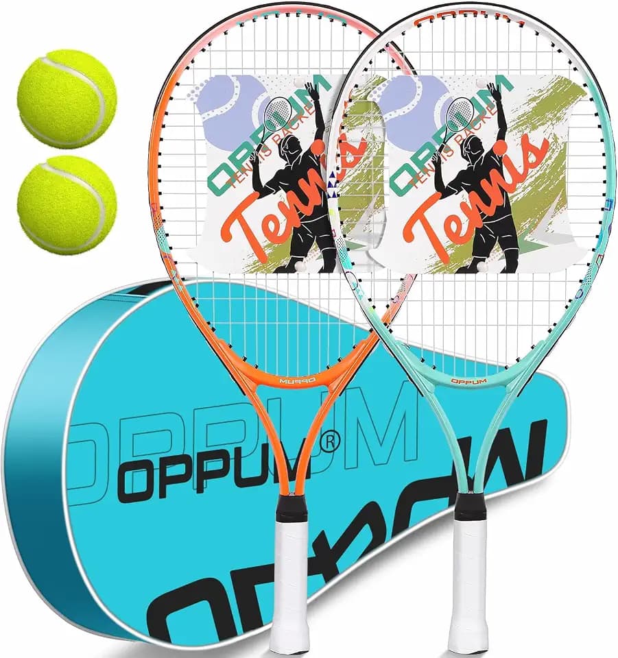 2-Pack Kids Tennis Racket Set, Junior Racquets with Bag and Balls