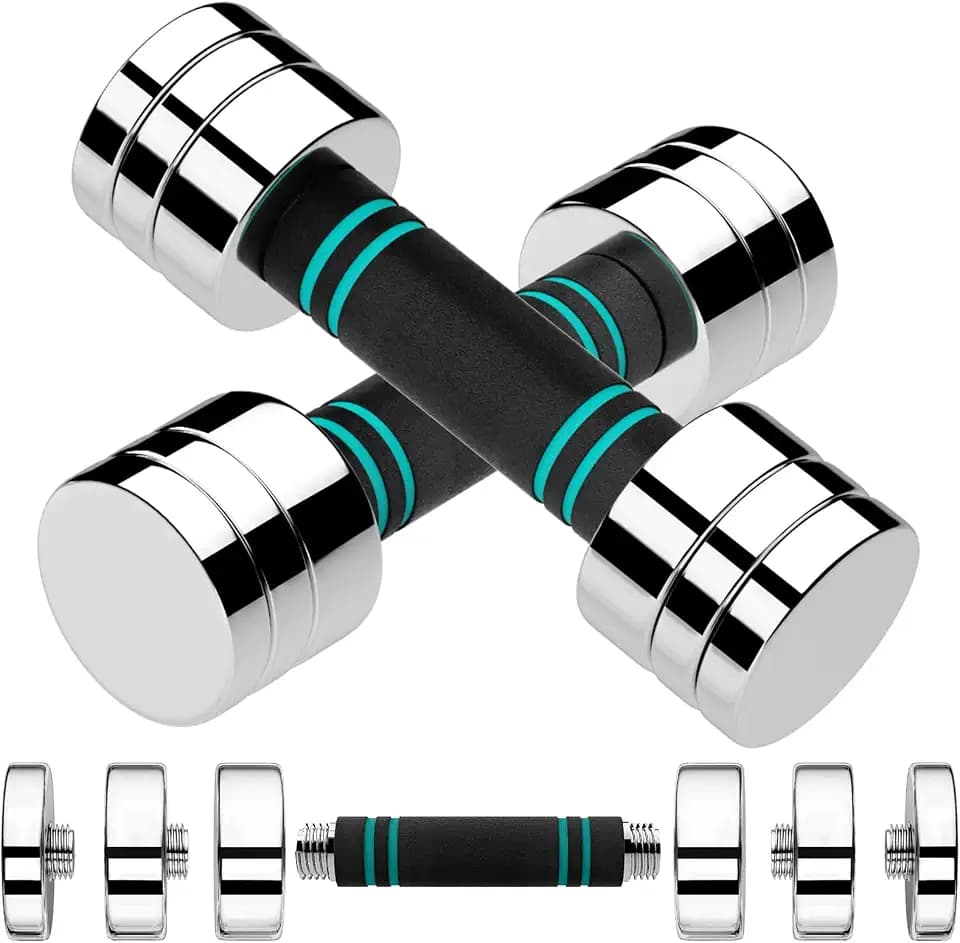 LIFERUN Steel Adjustable Dumbbell Set of 2, 5/10/15lb×2 Free Weights