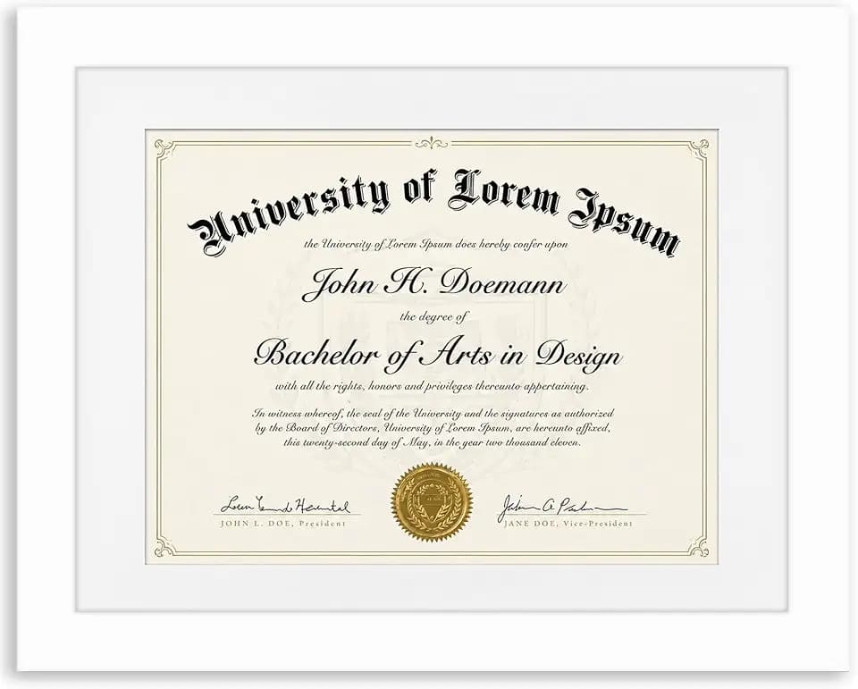 Americanflat 11x14 Diploma Frame - Matted to 8.5x11 - White