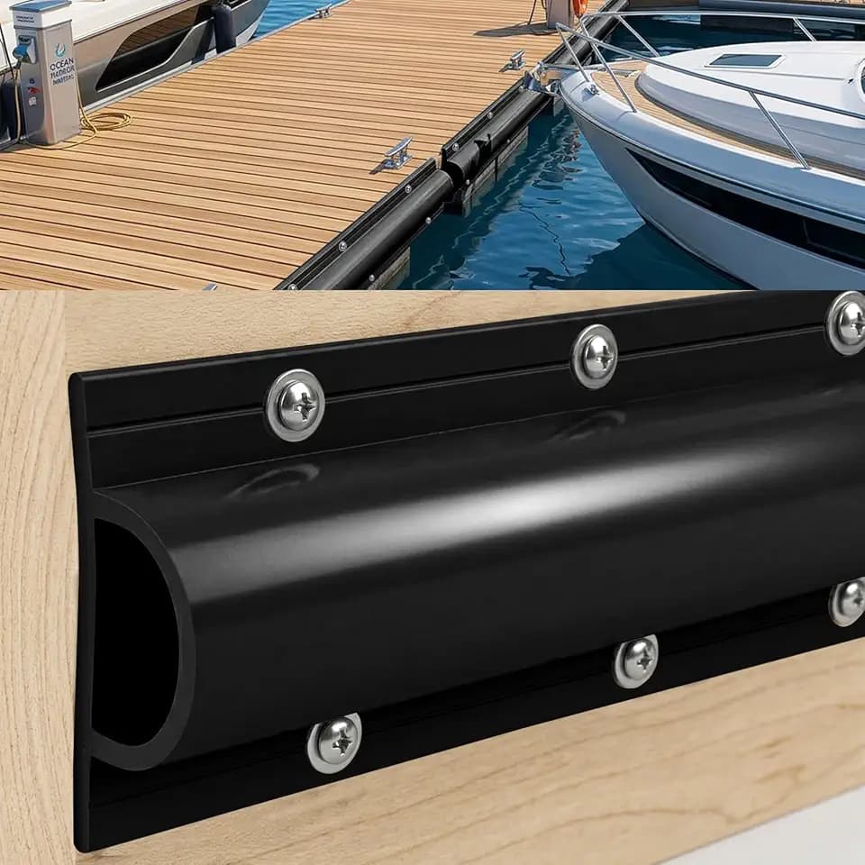 Dock Bumpers 3 Pack, 10 Feet Boat Dock Bumper Guards Marine Rub Rail with Mounting Screws Double Molded Rubber Edging Fender for Straight Edge and Side, Poles, Deck or Outdoor Stage Edge (Black)