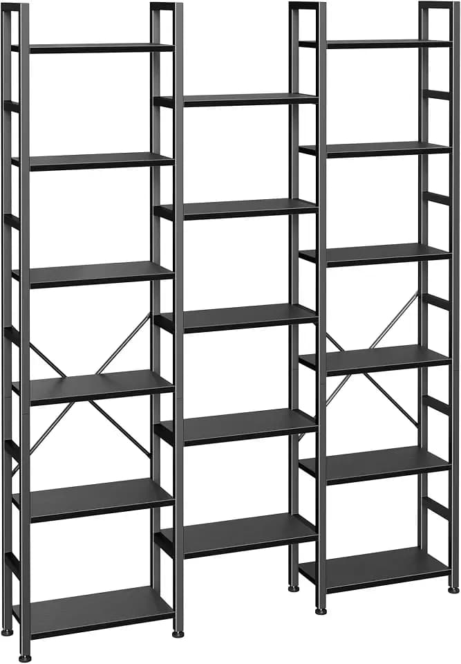 Huuger 6 Tier Bookshelf, 75'' Tall Bookcase with 17 Open Shelves, Black