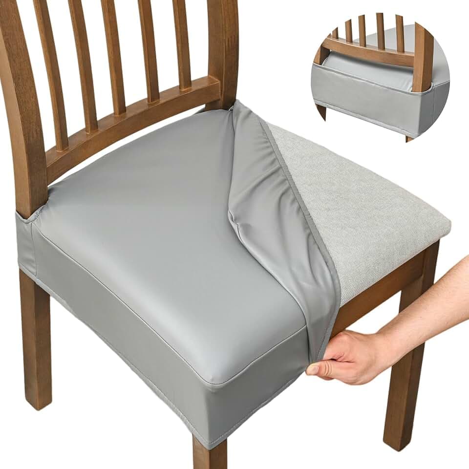 NILUOH Waterproof Seat Covers for Dining Room Chairs, 6 Pack Gray