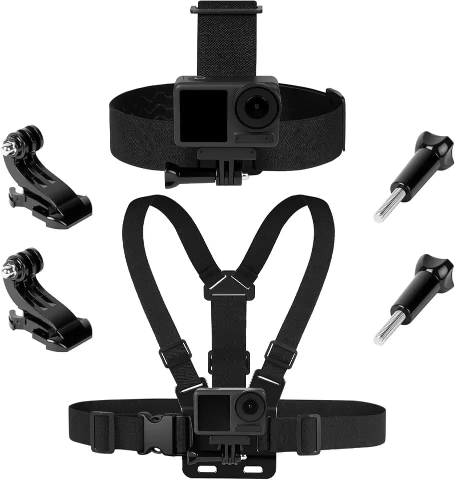 Action Kamera Brustgurt Halterung Kit, Action Kamera Zubehör, Brustgurthalterung Stirnband Halterung Kit, Kopfhalterung Kopfgurt Head Strap Kompatibel mit GoPro Hero DJI Osmo, etc