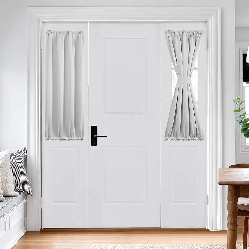 Deconovo Blackout French Door Curtains for Door Window, Dual Rod Pocket