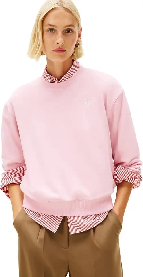 Tommy Hilfiger Damen Th Script Reg Terry Swtshrt Ww0ww49418 Pullover-Sweatshirt (1er Pack)