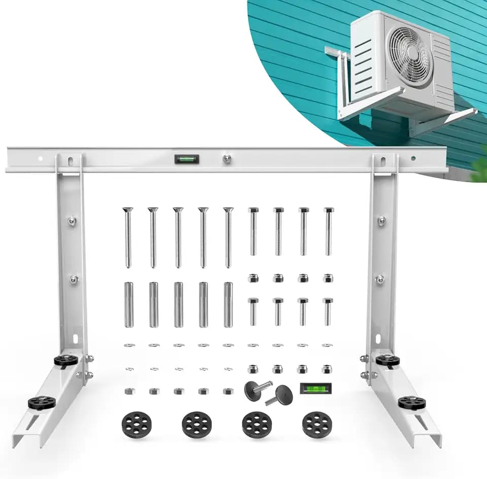 Heavy-Duty Outdoor Mini Split Wall Mount Bracket 9000 - 36000 BTU | Weatherproof Mini Split Mounting Bracket | Includes Drill Bit & Anti-Vibration Pads | Max 550lb Capacity