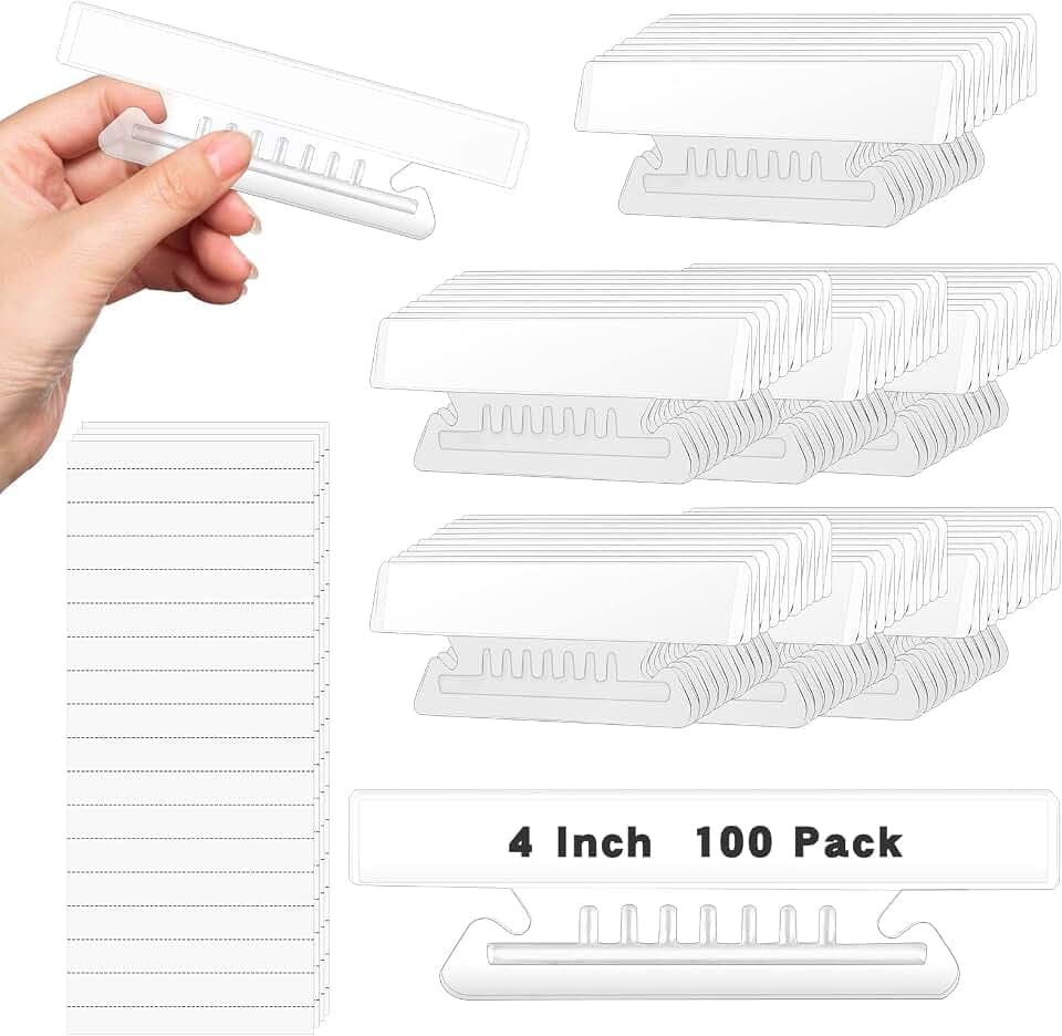 100 Clear Hanging Folder Tabs for 4 Inch Hanging File Folders