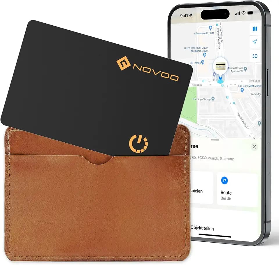 NOVOO Air-Tag-Lokalisierung von Artikeln, 1,6 mm, dünn, 6 Jahre, Tracker, Karte kompatibel mit App Lokalisieren (nur iOS), Bluetooth Tracker für Geldbörse, Gepäckanhänger, Reisepass