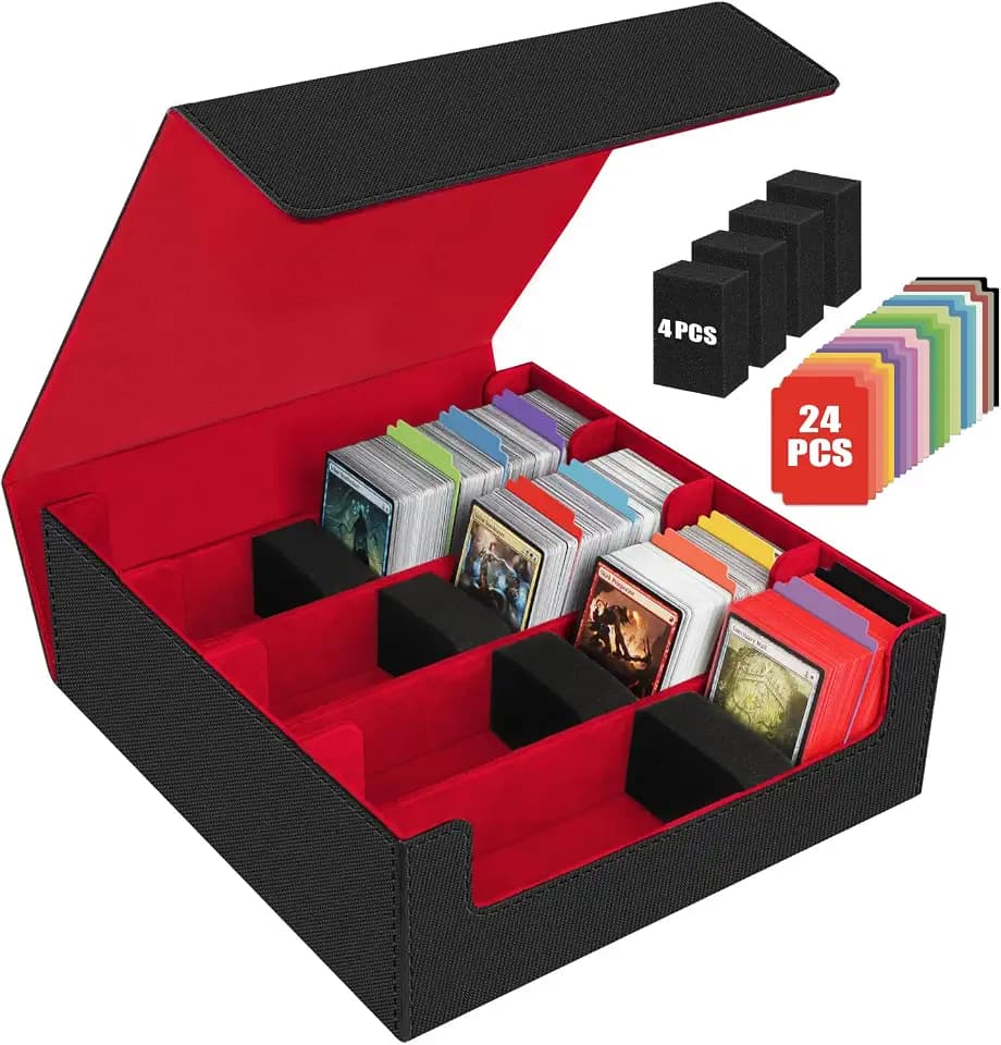 AOBOPLE 3200+ Trading Card Storage Box with Magnetic Closure, PU Leather