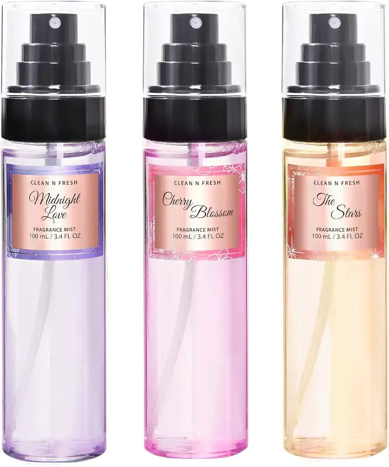 Clean-n-Fresh Body Spray for Women, Body Mist, Fragrance Mist Gift Sets, Pack of 3, Each 3.4 Fl Oz, Total 10.2 Fl Oz, Cherry Blossom