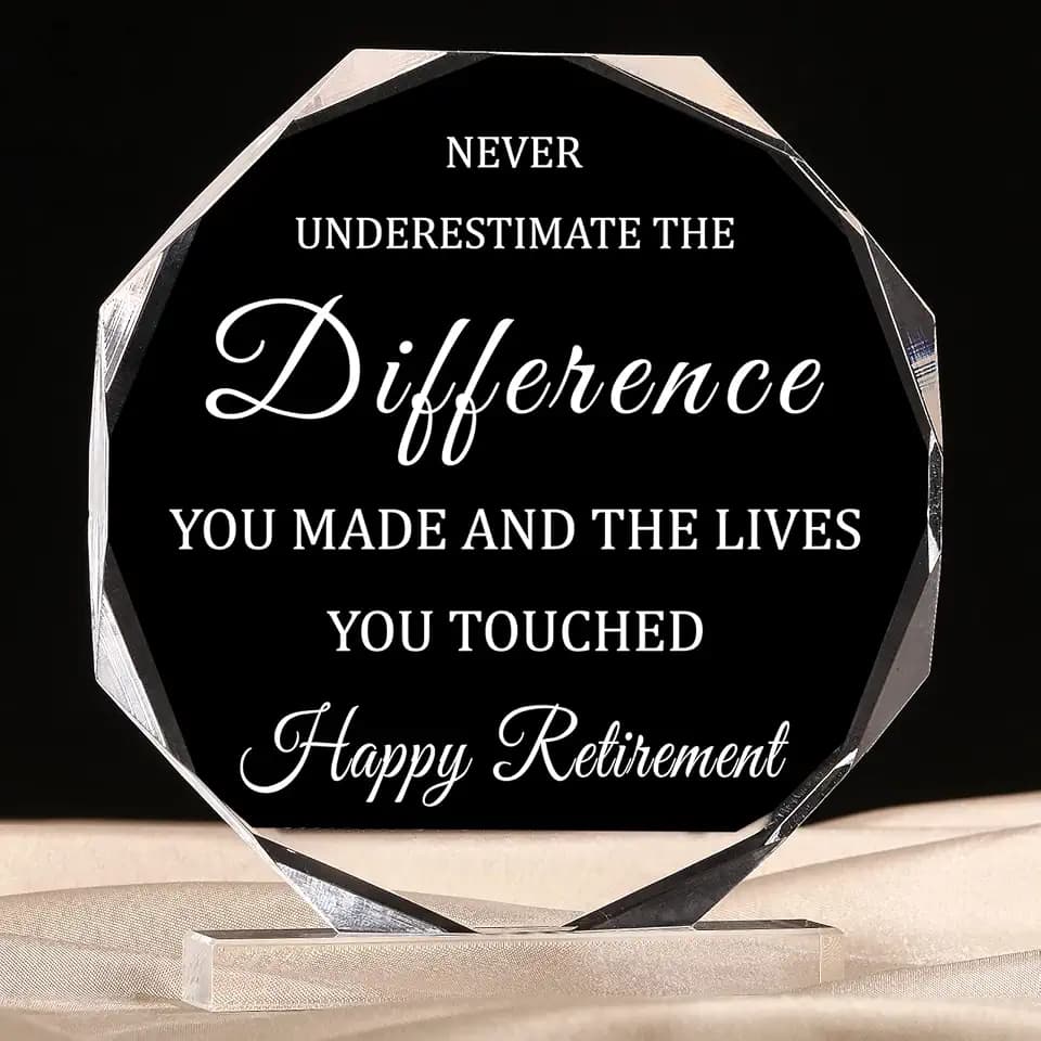 Chunful Happy Retirement Gift Plaque Men Crystal with Stand,Novel Style