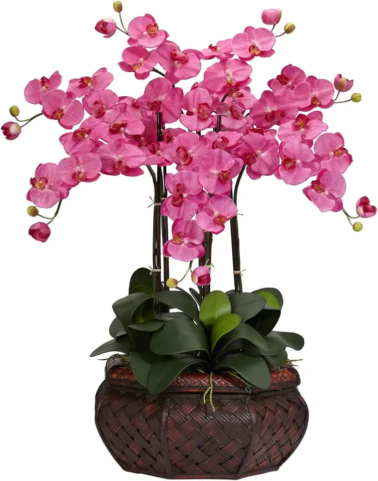Nearly Natural 1201-DP Large Phalaenopsis Silk Flower Arrangement, Dark, Pink 37 in x 15 in x 15 in