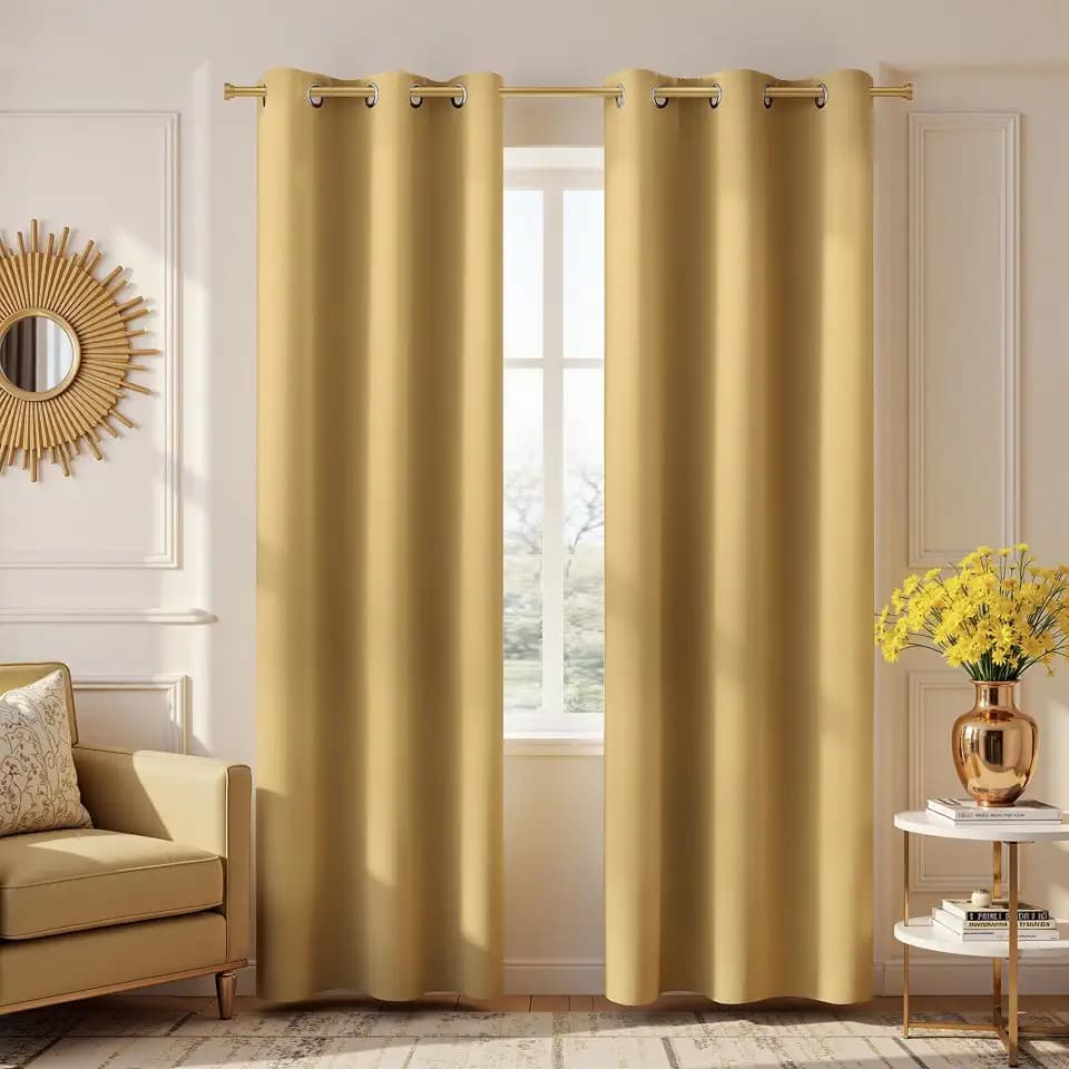 KOUFALL Gold Luxury Blackout Curtains for Living Room,Elegant Livingroom Curtain 84 Inches Long Cortinas Doradas para Sala Elegantes Modernas 2026