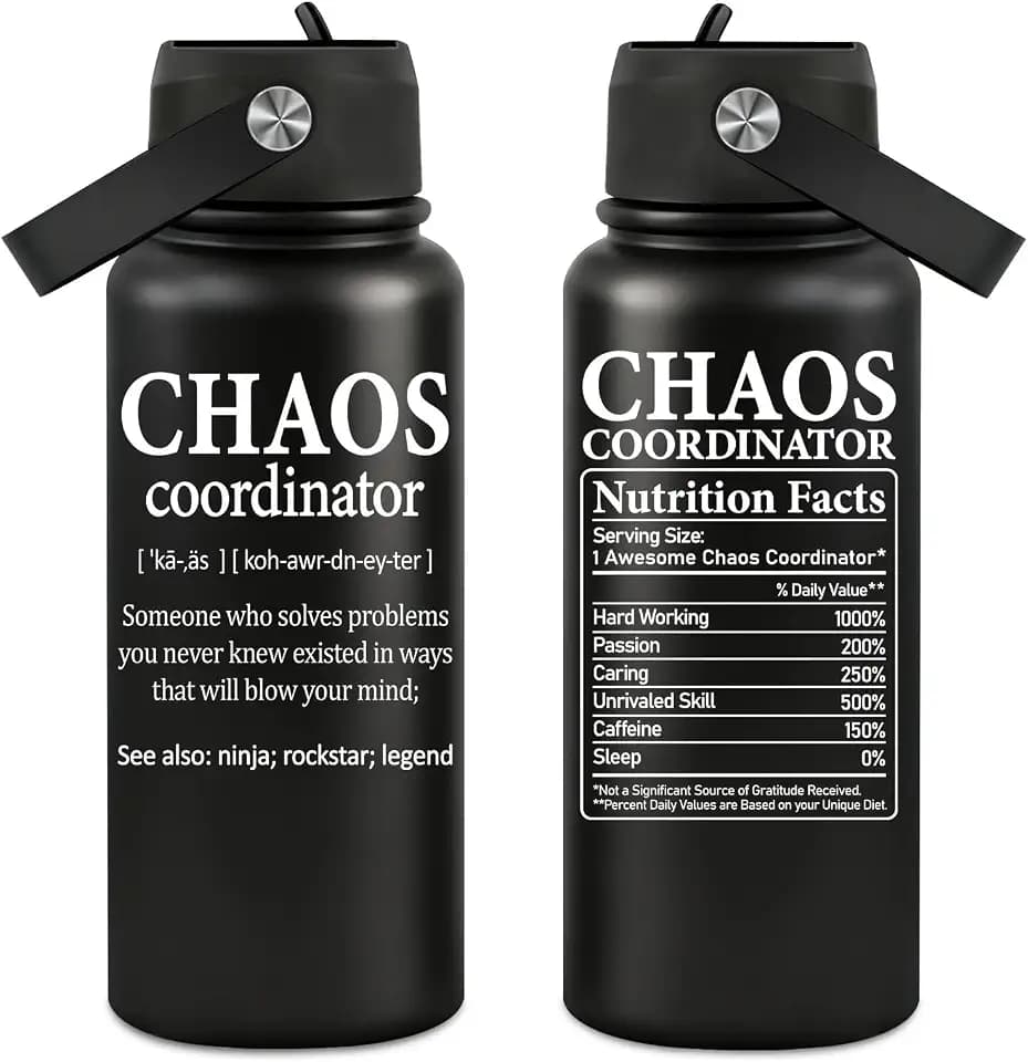 Fufandi Chaos Coordinator Water Bottle 32oz, Thank You Gifts for Men