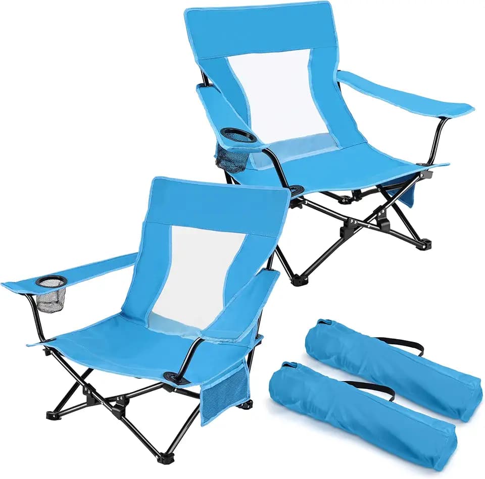 Joyfair Beach Camping Chair (2 Pack), Folding Chair for Adults (Blue)