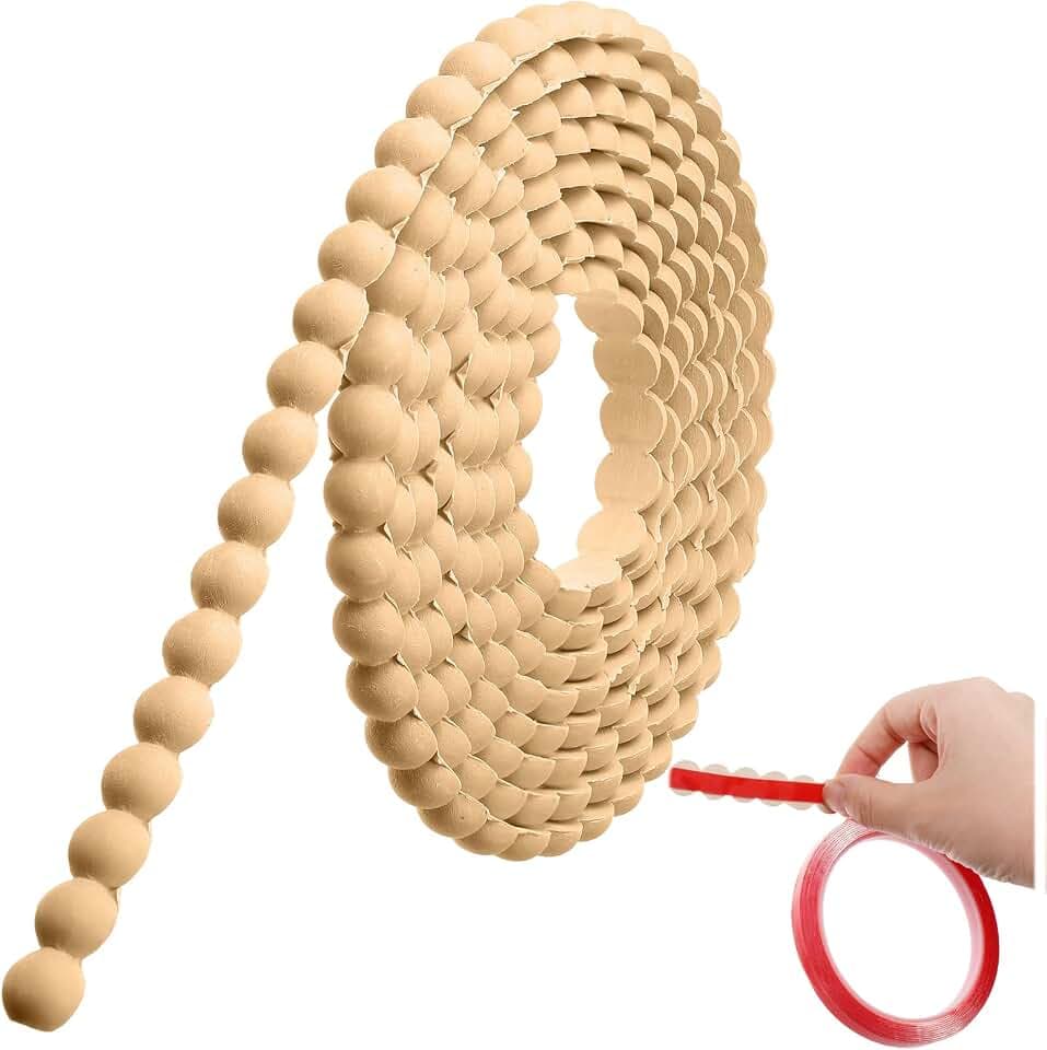 Leinuosen Flexible Bead Molding Trim Peel and Stick Wood 10ft /15 mm