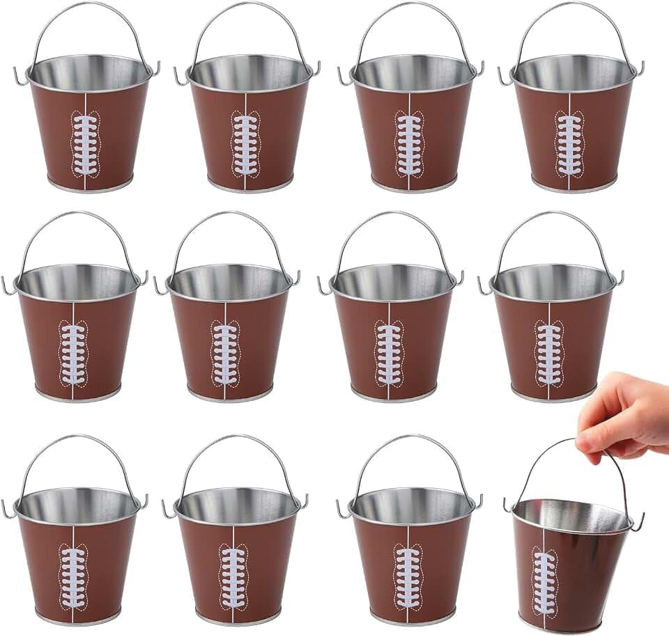 2 3/4" x 3 1/2" Mini Metal Football Pails - 12 Pc.