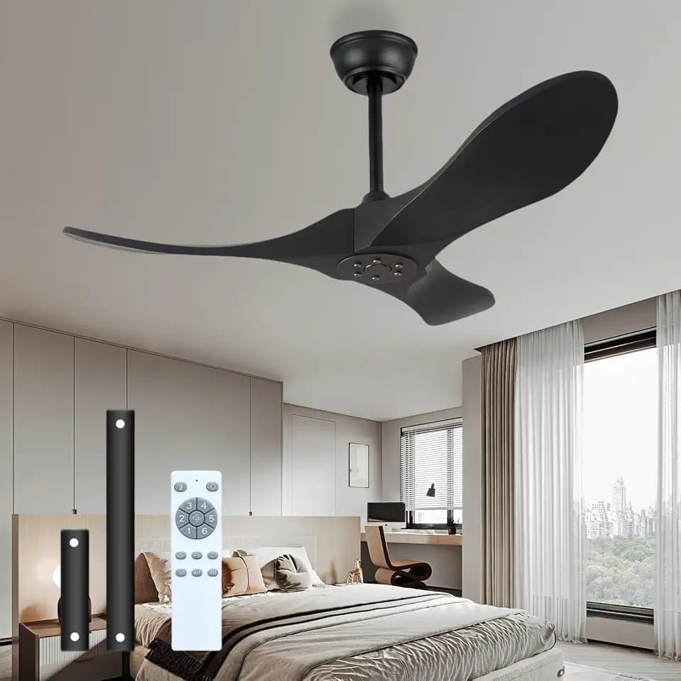 36-Inch Ceiling Fan; Modern Style Small Lampless Remote Control Ceiling Fan, 3 Blades, Suitable for Small Living Room, Bedroom, Children's Room, Bathroom, Dining Room(Black, 36 inch)