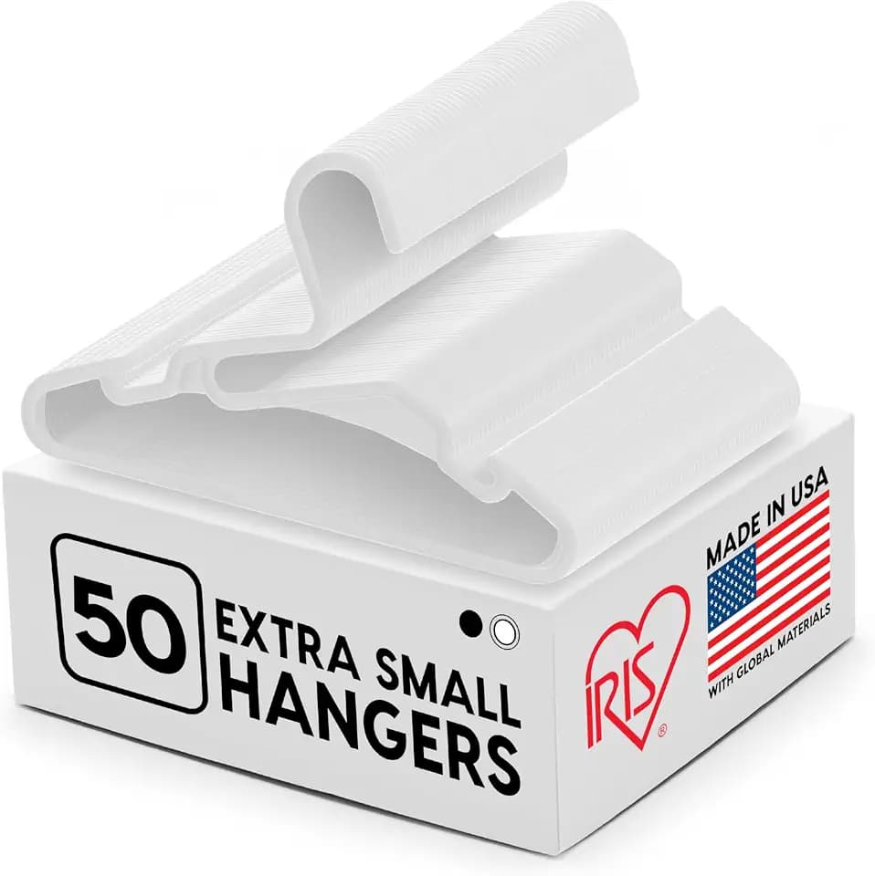 IRIS USA Extra Small Hangers 50 Pack, 11.87" W x 6.75" H, White