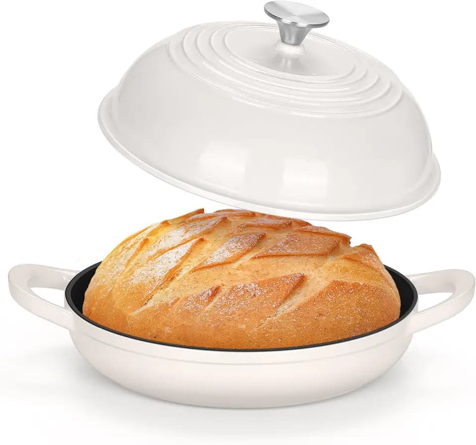 TeamFar Cast Iron Bread Dutch Oven, 6 Qt Enameled Dutch Oven Pot