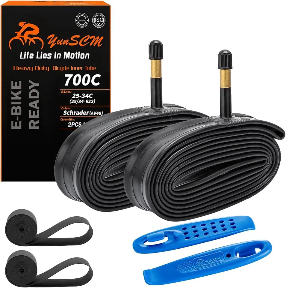 700C Heavy Duty Bike Tubes 700x25C/28C/32C/34C (25/34-622) 700C Bicycle Inner Tubes Compatible with Road, Gravel, Hybrid, Touring Bike Tire Tubes Schrader Valve AV48 2-PCS