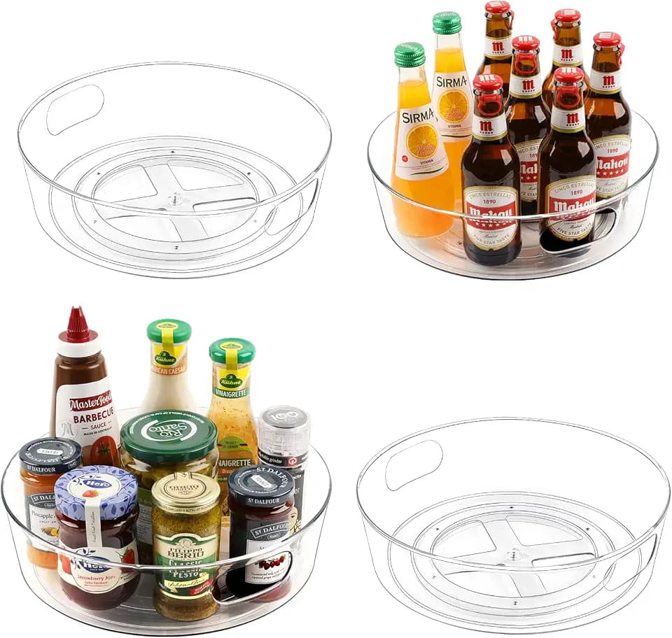 Guzon 4 Pack Lazy Susan Turntable, 11.5" Rotating Organizer with Handles
