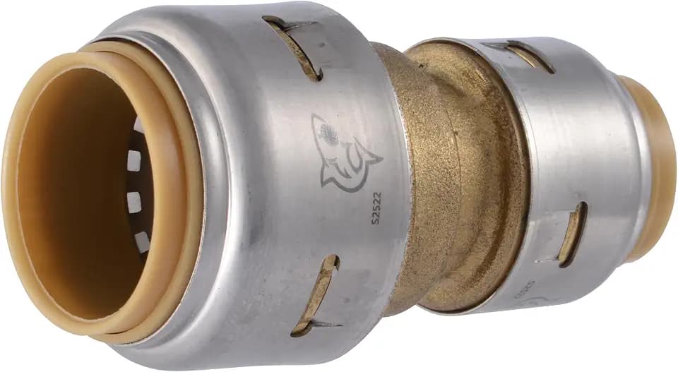 SharkBite Max 3/4 Inch x 1/2 Inch Reducing Coupling, Push to Connect Brass Plumbing Fitting, PEX Pipe, Copper, CPVC, PE-RT, HDPE, UR058A