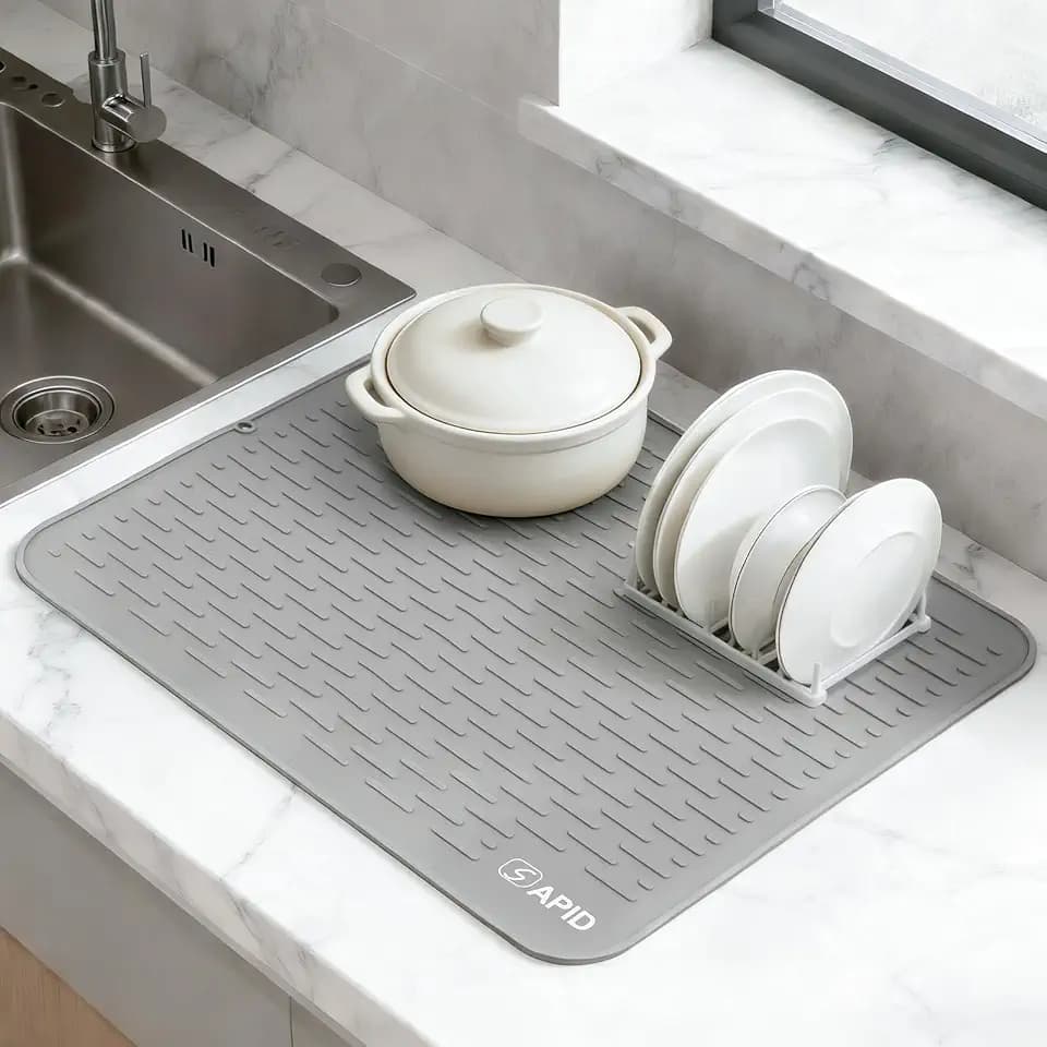 SAPID Silicone Dish Drying Mat: Large 21x18 Inch for Rack & Kitchen Counter