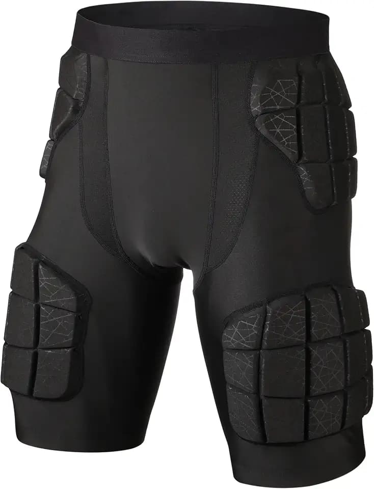 Surlim Football Girdle for Men, 5-Pad Compression Shorts with 12mm Padding