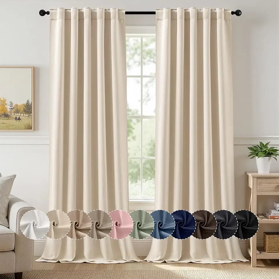 MIULEE Cream Beige Pinch Pleat Blackout Curtains 40x104 Inch Length 2 Panel