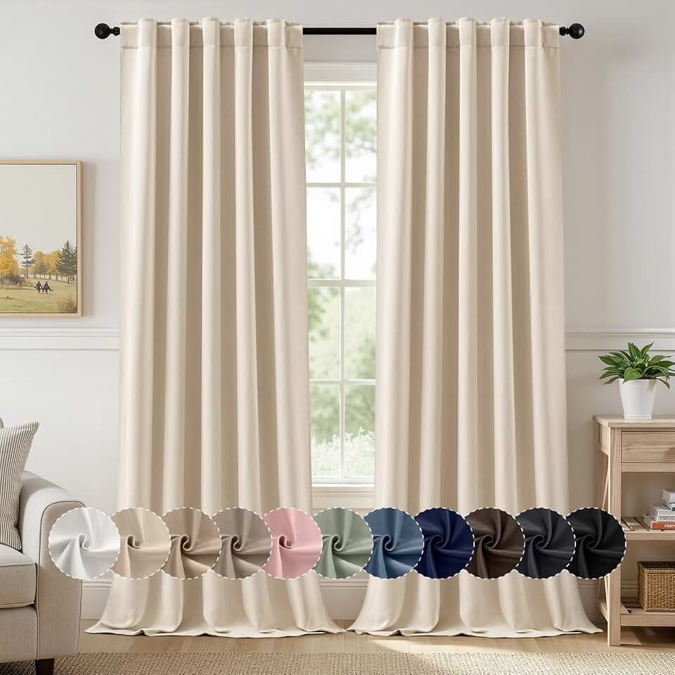 MIULEE Cream Beige Pinch Pleat Blackout Curtains 40x96 Inch Length 2 Panels