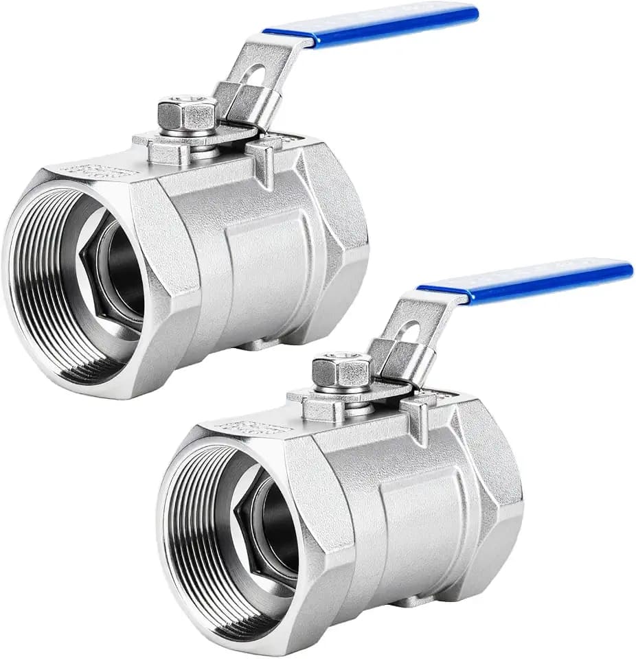 2 Pack 304 Stainless Steel Ball Valves, 2" NPT Female Standard Port Shut Off Valve with Locking Handle Heavy Duty 1000 WOG for Home and Industrial (2 Inch)