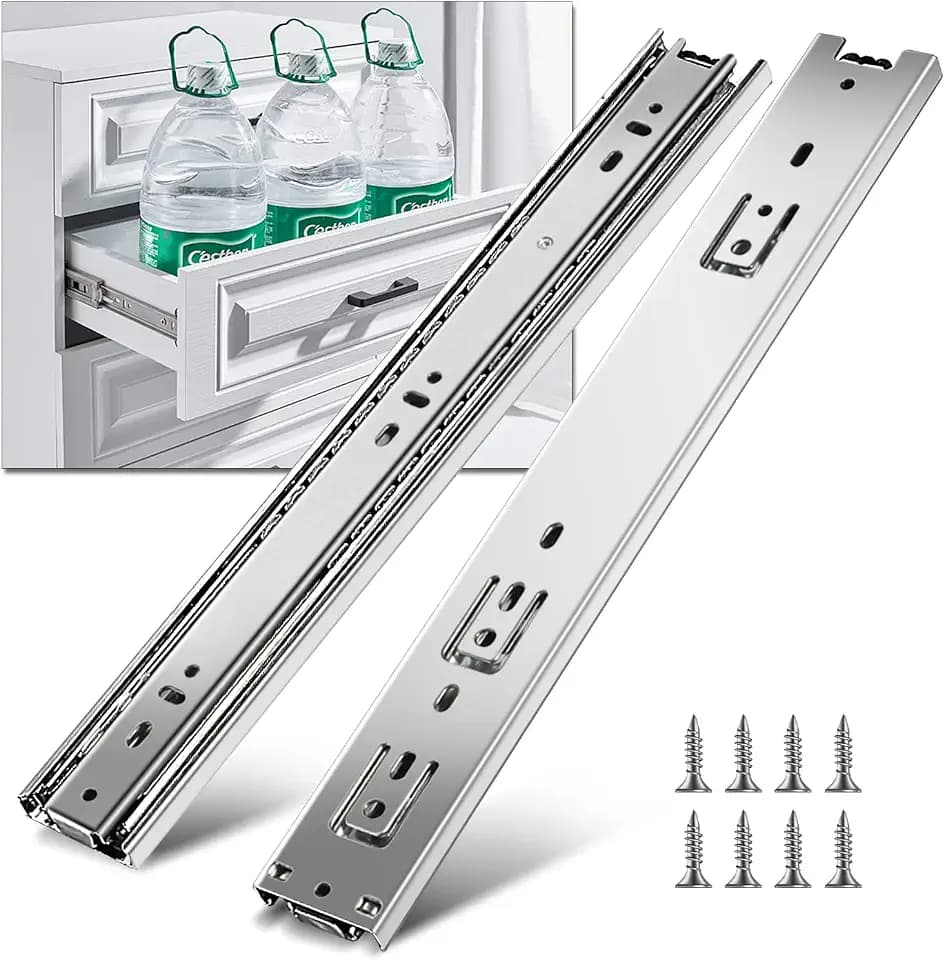 YENUO 3-Fold Full Extension Drawer Slides Ball Bearing 10–24 Inch 100 LB
