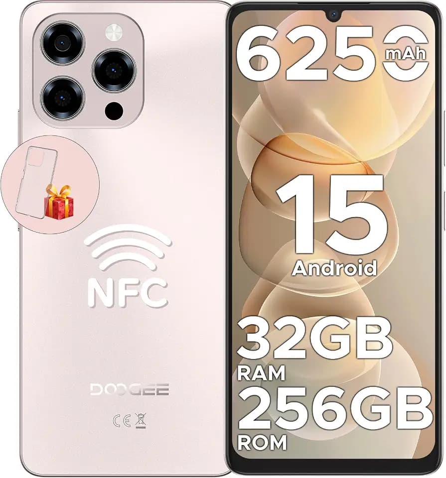 DOOGEE Note 58 Pro Android 15 Smartphone Ohne Vertrag 32GB+256GB Octa Core 6.75" HD+ 90Hz Handy Ohne Vertrag 6250mAh Handy Günstig 16MP+8MP Simlockfreie Handys Dual SIM 4G/ GPS/NFC/Fingerabdruck
