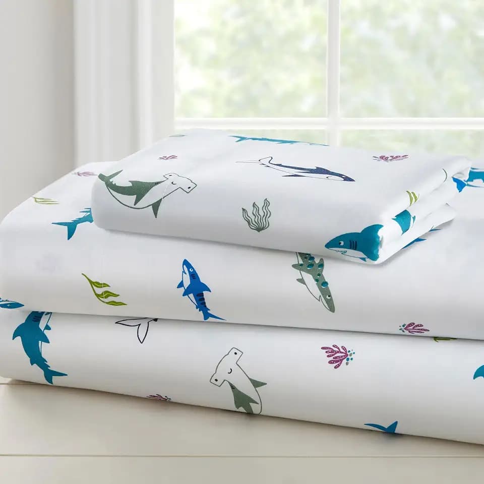 Wildkin 100% Cotton Toddler Sheet Set for Boys – Shark Attack