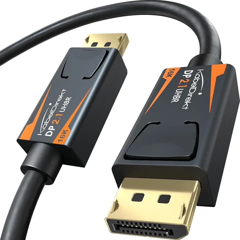 KabelDirekt – 16K Gaming DisplayPort-Kabel 2.1 – 2m – DP80, 80Gbit/s