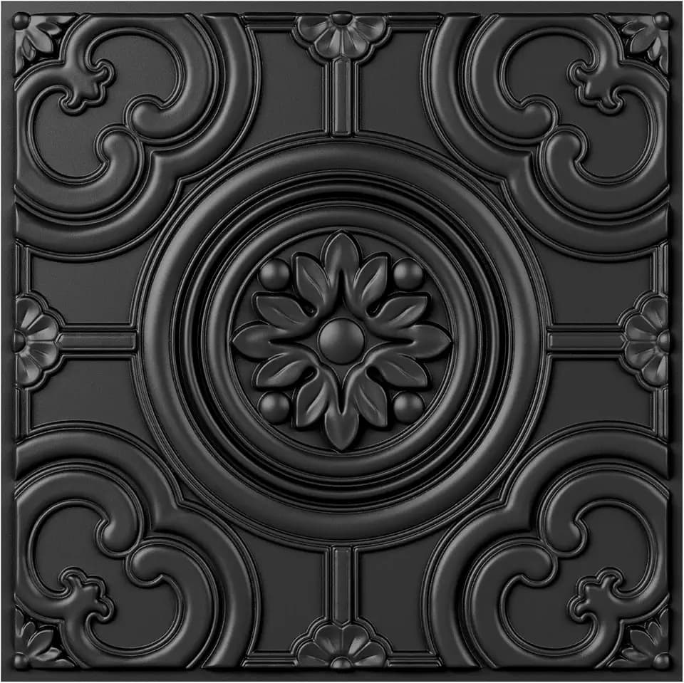 WOWSTAR 12-Pack 24"x24" Drop Ceiling Tiles, Waterproof Glue up Ceiling Panels, Black