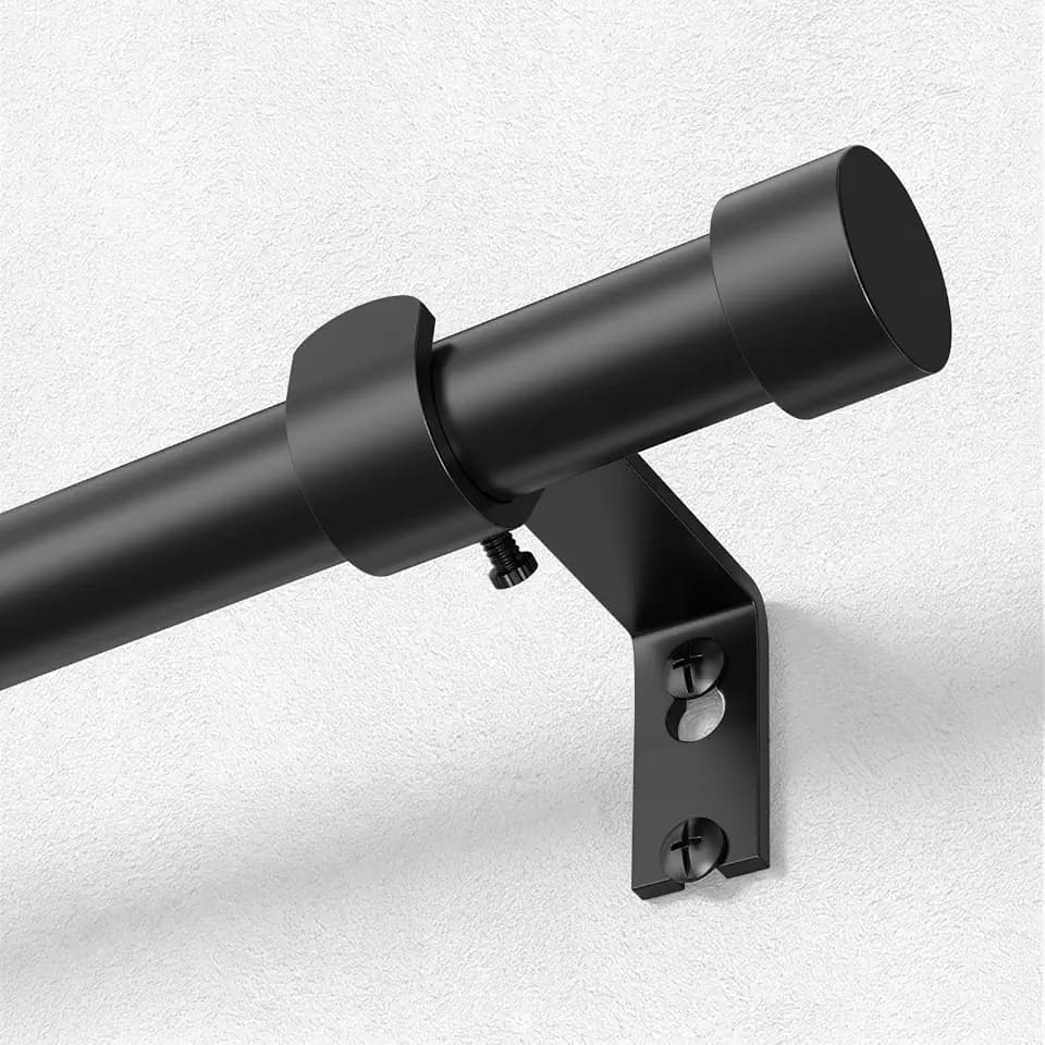 OLV Curtain Rod 36-91 Inch, Heavy Duty Modern Window Curtain Rod, Black